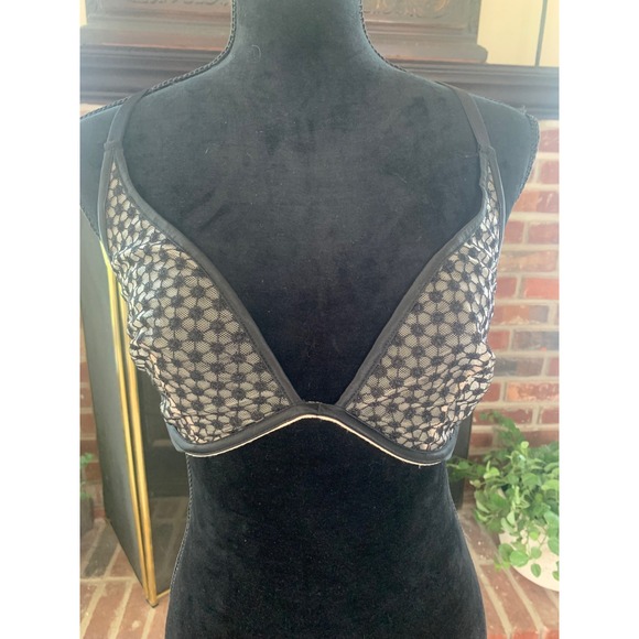 Victoria's Secret Other - Victoria's Secret Luxe Lingerie Starburst Sheer Unlined Black Plunge Bra 34 DD